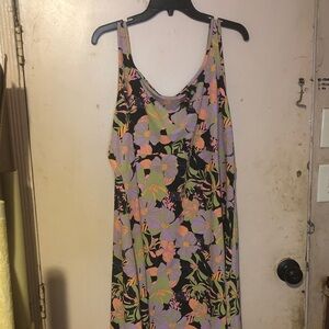 Columbia Asymmetrical Dress - Black with Floral Print